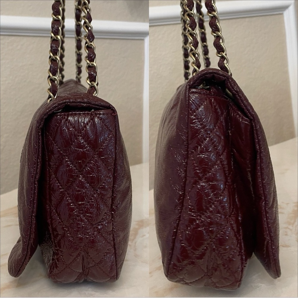 CHANEL Burgundy Leather Bag with Gold Chain - Picture 7 of 14